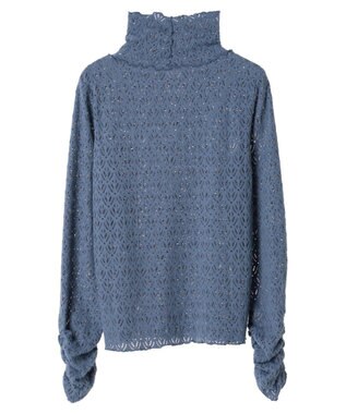 earth music&ecology 起毛レースハイネックインナー Blue