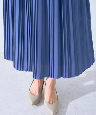 YECCA VECCA ジョーゼットプリーツワンピース Blue