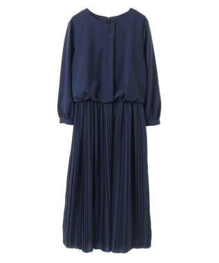 YECCA VECCA ジョーゼットプリーツワンピース Blue