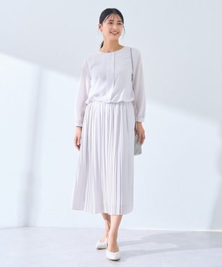 YECCA VECCA ジョーゼットプリーツワンピース Light Gray