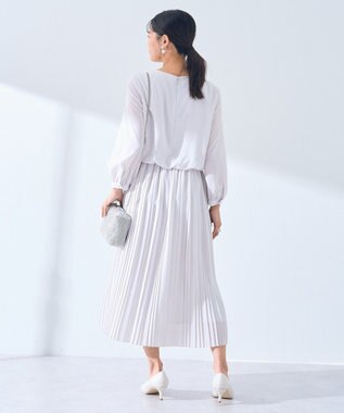 YECCA VECCA ジョーゼットプリーツワンピース Light Gray