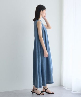 YECCA VECCA バイオ加工ヴィンテージデニムタックワンピース Indigo