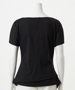 23区 L 【エステータ】トリアセストレッチクロス タック ブラウス ブラック系