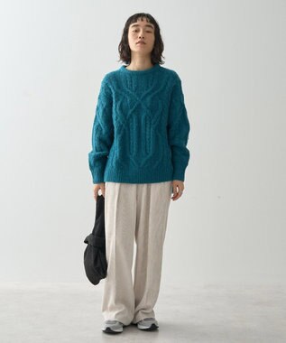 AMERICAN HOLIC ローゲージアラン柄ニットプルオーバー Green