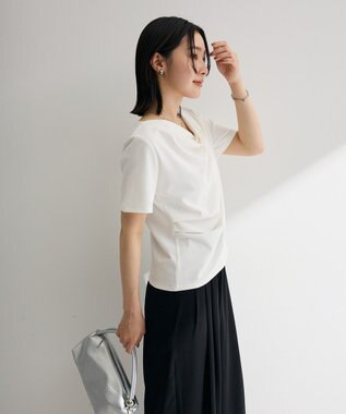 Green Parks ５分袖ドレーププルオーバー Off White