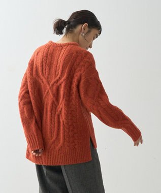 AMERICAN HOLIC ローゲージアラン柄ニットプルオーバー Red