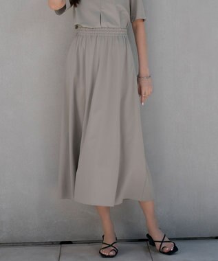 ICB 【接触冷感・UVカット・速乾・洗える】マットスキューバ フレアスカート ライトオリーブ系