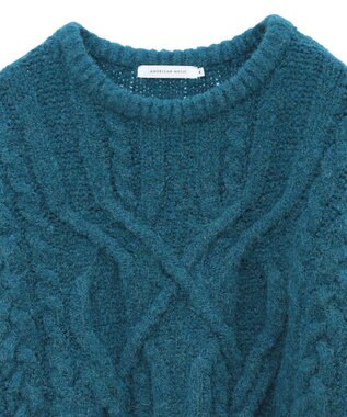 AMERICAN HOLIC ローゲージアラン柄ニットプルオーバー Green