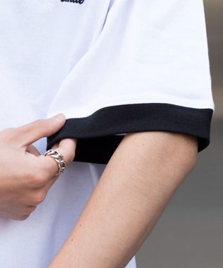 WEGO 【ユニセックス着用ITEM/MLサイズ展開】アクセ付きリンガーグラフィックT（SS） ホワイト