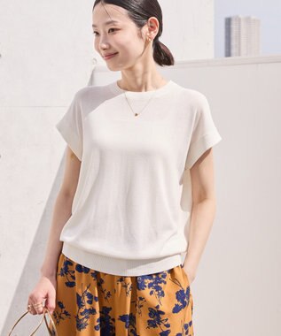 AMERICAN HOLIC 【接触冷感】フレンチスリーブニットプルオーバー Off White