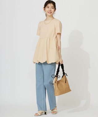 ANY SIS 【洗える】コンビネーションペプラム チュニック イエロー