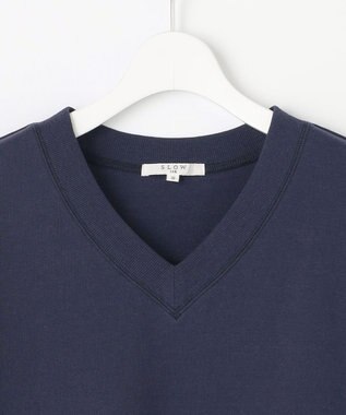 23区 S 【SLOW/WEB限定】ラスティックテリー Vネック カットソー ダルブルー系