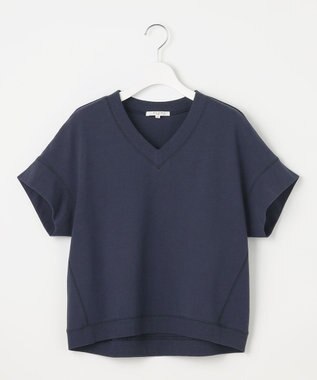 23区 L 【SLOW/WEB限定】ラスティックテリー Vネック カットソー ダルブルー系