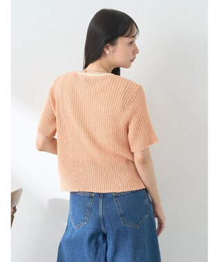 earth music&ecology バイカラーＶネックカーディガン Pink Beige