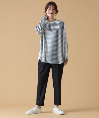 ANY 【セットアップ対応/ウエストゴム】イージィケア美脚テーパードパンツ ブラック