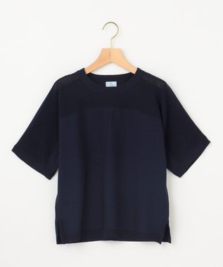 組曲 【WEB限定】メッシュ切り替えドルマン ニット ネイビー系