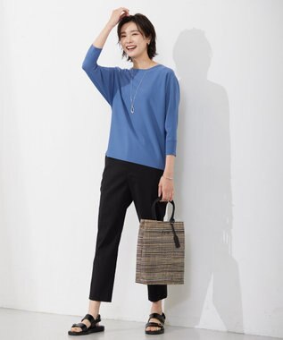 J.PRESS LADIES 【洗える】セルロースリネンストレッチ テーパード パンツ ブラック系