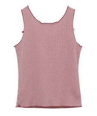 earth music&ecology ＳＥＴ２点ギンガムメロ－カーデ＋リボンタンク Red