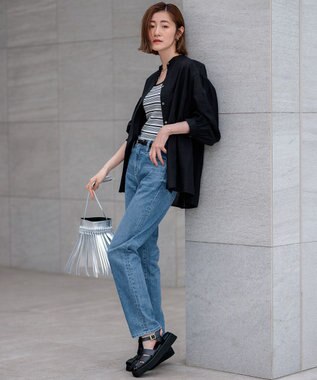 23区 【一部店舗限定】シアー リネン ミックス シャツ ブラック系