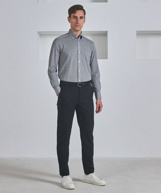 GOTAIRIKU 胸ポケット付にアップデート【吸水速乾/ストレッチ】クールマックス鹿の子 ビズシャツ_ボタンダウン ライトグレー系