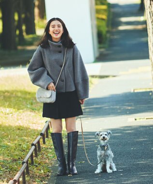 #Newans 【セットアップ可能】裏地キュロットツイードスカート ブラック