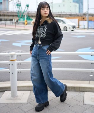 WEGO 【ユニセックス着用ITEM/SMLサイズ展開】カバーフィットバルーンデニムパンツ デニム中濃加工色