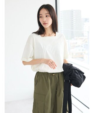 CRAFT STANDARD BOUTIQUE 接触冷感/抗菌防臭/ 前後2WAY半袖スクエアネックTee Ivory