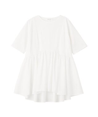 AMERICAN HOLIC 布帛切替ペプラム半袖プルオーバー Off White