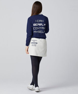 PW CIRCULUS 【WOMEN】【洗える】ベアスタンドモチーフ ラグランスリーブ クルーネック ニット ネイビー系