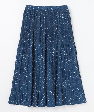 ANY 【2SET】ミニロゴトップス×ドットプリーツスカート セット ブルー×ブルー