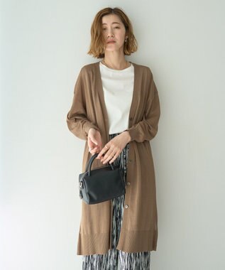 YECCA VECCA シアーニットロング丈カーディガン Dark Beige