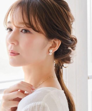 Phoebe ≪雑誌掲載≫ツインパールイヤリング ゴールド