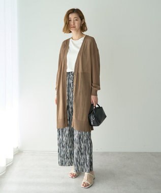YECCA VECCA シアーニットロング丈カーディガン Dark Beige