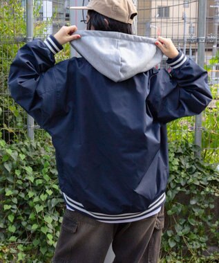 WEGO 【ユニセックス着用ITEM】2WAYフードワッペンスタジャン ネイビー