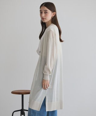YECCA VECCA シアーニットロング丈カーディガン Light Beige