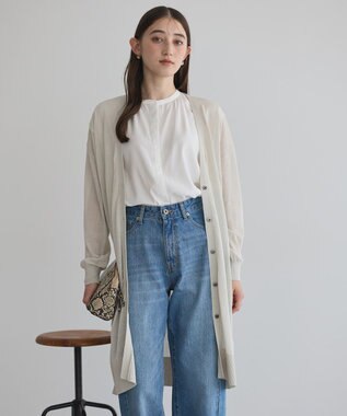 YECCA VECCA シアーニットロング丈カーディガン Light Beige