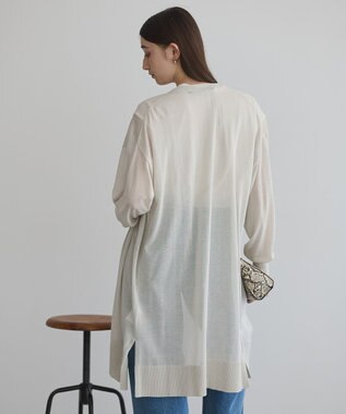 YECCA VECCA シアーニットロング丈カーディガン Light Beige
