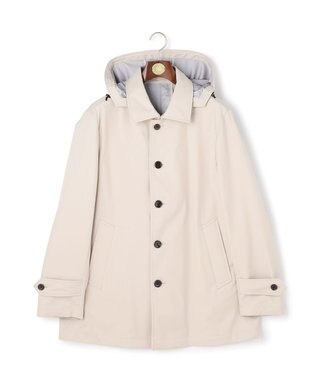 J.PRESS MEN 【オンオフ兼用 / ストレッチ / 撥水 / 洗える】トリコット3レイヤーバルマカンショートコート / フードデタッチャブル