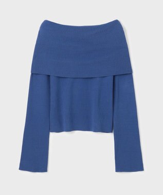 GRACE CONTINENTAL オフショルニットトップ ブルー