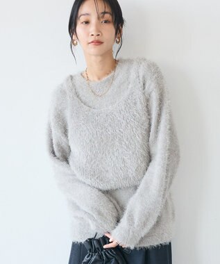 CRAFT STANDARD BOUTIQUE 洗える/ビスチェ付きシャギーニットプルオーバー