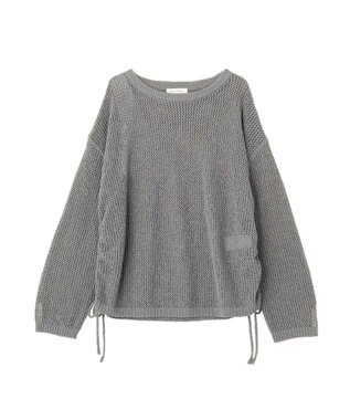 Green Parks サイドシャーリング透かし編みニットプルオーハ Gray