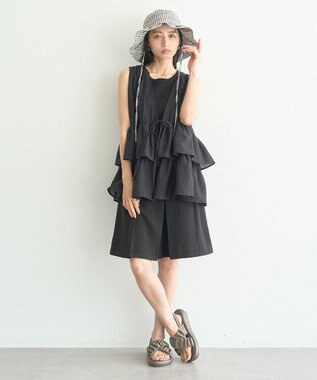 earth music&ecology 【セットアップ対応】ウエストリボンバミューダパンツ Black