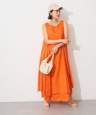 CRAFT STANDARD BOUTIQUE インド綿混フレアワンピース Orange