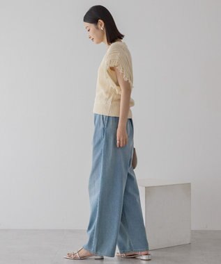 AMERICAN HOLIC 袖フリンジショート丈プルオーバー Ecru