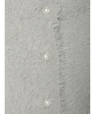 earth music&ecology ミニシャギーパールボタンカーディガン Light Gray