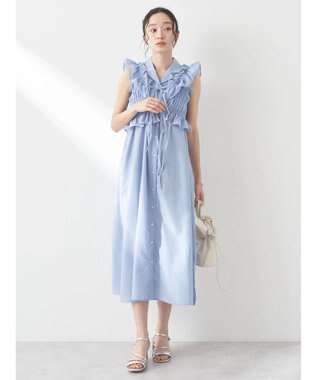 earth music&ecology ＳＥＴ２点シャーリングビスチェ×シャツワンピース Sax