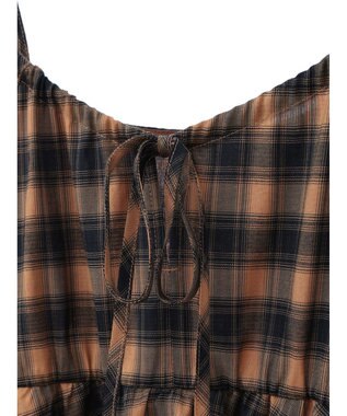 Green Parks チェックペプラムキャミワンピース Orange