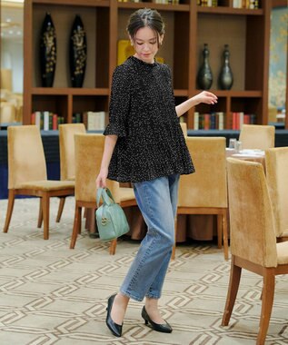 Tiaclasse 【前後2way・洗える】シアープリーツブラウス ドット