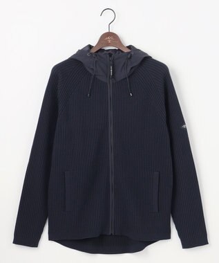 JOSEPH ABBOUD MOUNTAIN 【日本素材・ストレッチ】コットンムリネ アウトドア ニット パーカー ネイビー系