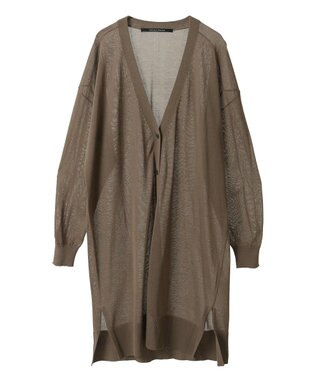 YECCA VECCA シアーニットロング丈カーディガン Dark Beige